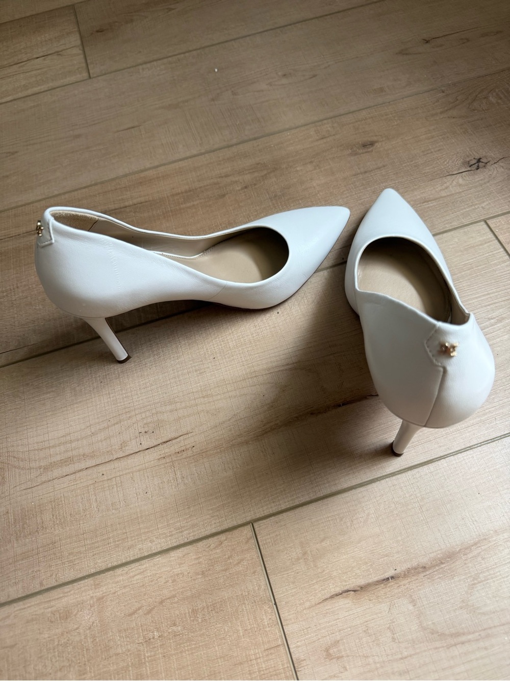 Sam Edelman White Leather Pointed-Toe Stiletto Pumps Size 8, Medium